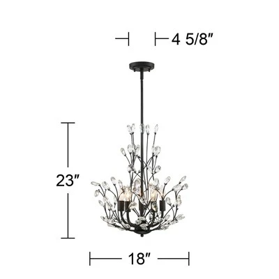 Regency Hill Aurine Matte Black Pendant Chandelier 18" Wide Modern Clear Crystal Glass Leaf 5-Light Fixture For Dining Room Foyer House Kitchen Island 6 Regency Hill Aurine Matte Black Pendant Chandelier 18" Wide Modern Clear Crystal Glass Leaf 5-Light Fixture For Dining Room Foyer House Kitchen Island - Image 6