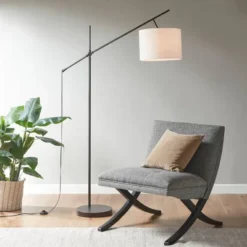 Keller Adjustable Floor Lamp Oil Rubber Bronze/Cream - Ink+Ivy