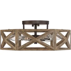 Possini Euro Design Moorcroft Modern Farmhouse Ceiling Light Semi Flush Mount Fixture 14 1/2" Wide Dark Wood Bronze 6-Light Hexagon Frame For Bedroom -Adesso Sales Store GUEST 3fcfecec 6bc4 4202 84b2 34ef0f2bbf99