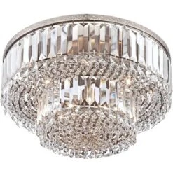 Vienna Full Spectrum Magnificence Modern Ceiling Light Flush Mount Fixture 16" Wide Brushed Satin Nickel Faceted Crystal Glass For Bedroom Living Room -Adesso Sales Store GUEST 3fdcda3f 3a1a 402f b5c8 0158b2592b9e