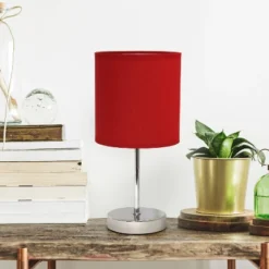 11.81" Traditional Petite Metal Stick Bedside Table Desk Lamp In Chrome With Fabric Shade Red - Creekwood Home 11 11.81" Traditional Petite Metal Stick Bedside Table Desk Lamp In Chrome With Fabric Shade Red - Creekwood Home -Adesso Sales Store GUEST 3ff8c705 a430 4e9b 8e70 ac786720225d