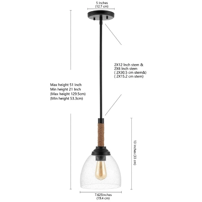 7.63" Adjustable Iron Alys Rope Wrap Modern Rustic LED Kitchen Pendant Black - Jonathan Y 3 7.63" Adjustable Iron Alys Rope Wrap Modern Rustic LED Kitchen Pendant Black - Jonathan Y - Image 3