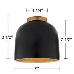 Possini Euro Design Merrick Modern Industrial Ceiling Light Flush Mount Fixture 9" Wide Black Gold For Bedroom Kitchen Living Room Hallway Bathroom -Adesso Sales Store GUEST 408324ca 13a5 45b8 8ebf ff634051194e