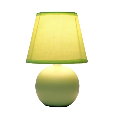 8.66" Petite Ceramic Orb Base Bedside Table Desk Lamp With Matching Tapered Drum Fabric Shade Green - Creekwood Home 3 8.66" Petite Ceramic Orb Base Bedside Table Desk Lamp With Matching Tapered Drum Fabric Shade Green - Creekwood Home - Image 3