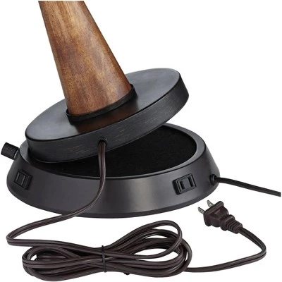 360 Lighting Modern Table Lamp With Dimmable USB And Outlet Workstation Base 24.5" High Bronze Tan Fabric Cylinder For Living Room Desk Bedroom 3 360 Lighting Modern Table Lamp With Dimmable USB And Outlet Workstation Base 24.5" High Bronze Tan Fabric Cylinder For Living Room Desk Bedroom - Image 3