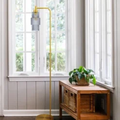 63" Kyra Pillar Shade Floor Lamp Blue/Gold - River Of Goods -Adesso Sales Store GUEST 439e3adc 975c 464e a1d9 bead486eed97