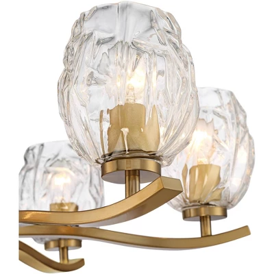 Stiffel Soft Gold Chandelier Lighting 29 1/4" Wide Modern Textured Clear Glass 6-Light Fixture For Dining Room House Kitchen Home 2 Stiffel Soft Gold Chandelier Lighting 29 1/4" Wide Modern Textured Clear Glass 6-Light Fixture For Dining Room House Kitchen Home - Image 2