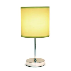 11.81" Traditional Petite Metal Stick Bedside Table Desk Lamp In Chrome With Fabric Shade Green - Creekwood Home -Adesso Sales Store GUEST 45fb439e f83e 4556 b978 ef21b1341857