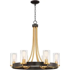 Stiffel Ferrers Dark Bronze Gold Chandelier 26" Wide Clear Glass Shade 6-Light Fixture For Dining Room House Foyer Kitchen Island Entryway Bedroom -Adesso Sales Store GUEST 4698da91 0c4a 43d9 a781 b2b682395349