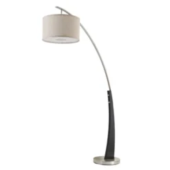 FC Design 71.5" Tall Drum Shade Arched Floor Lamp With Unique Black Wood Pole And Metal Base -Adesso Sales Store GUEST 478457a4 fc57 47f9 bfec 8ee78553cc84