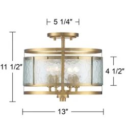 Franklin Iron Works Elwood Modern Ceiling Light Semi Flush Mount Fixture 13 1/4" Wide Gold 4-Light Water Glass Drum Shade For Bedroom Kitchen House -Adesso Sales Store GUEST 478f5180 b127 4320 8995 d97f7a5bb92f