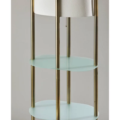Norman Shelf Floor Lamp Antique Brass - Adesso 2 Norman Shelf Floor Lamp Antique Brass - Adesso - Image 2