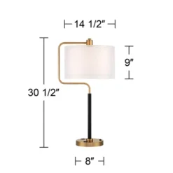 Possini Euro Design Carlyle Modern Mid Century Desk Lamp 30 1/2" Tall Gold With USB And AC Power Outlet In Base Double Drum Shades For Living Room -Adesso Sales Store GUEST 47e62366 b442 4bc3 bdcf 39325e77cd05