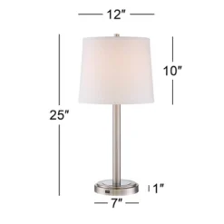 360 Lighting Camile Modern Table Lamps 25" High Set Of 2 Brushed Nickel With Table Top Dimmers USB Charging Port Off White Drum Shade For Office Desk -Adesso Sales Store GUEST 4834b278 013c 4614 b210 0838bf7afeb4