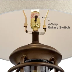 Franklin Iron Works Andreas Industrial Table Lamp 26" High Brown Metal With Nightlight LED And USB Charging Port Oatmeal Shade For Living Room Desk -Adesso Sales Store GUEST 48784dc5 bb0b 4357 a102 7b377aac726c