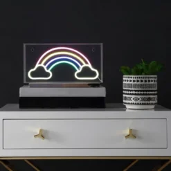 11.75" Rainbow Contemporary Glam Acrylic Box Pendant (Includes LED Light Bulb) Neon - JONATHAN Y -Adesso Sales Store GUEST 49148c6e 461d 4444 8200 bb583a0c14e5