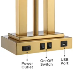 Possini Euro Design Possini Euro Deacon Brass Gooseneck Lamps With USB Port And Outlet Set Of 2 -Adesso Sales Store GUEST 49bfaf20 ce10 49be a11d 1873ff14b915