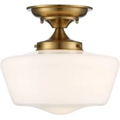 Regency Hill Rustic Farmhouse Ceiling Light Semi Flush Mount Fixture 12" Wide Soft Gold Opal White Glass For Bedroom Kitchen Living Room Hallway House -Adesso Sales Store GUEST 4a0a7434 1117 475e b7d4 8aa991df89f2