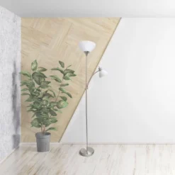 71.5" Traditional 2 Light Mother Daughter Metal Floor Lamp With Torchiere And Reading Light Brushed Nickel - Creekwood Home -Adesso Sales Store GUEST 4d8b6887 2eba 44ca b77a 4091e17bf993