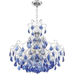 Vienna Full Spectrum Alpine Chrome Chandelier 26" Wide French Blue Crystal 6-Light Fixture For Dining Room House Foyer Kitchen Island Entryway Bedroom -Adesso Sales Store GUEST 4e216b5f 58f7 4025 bc03 185737bbf34d