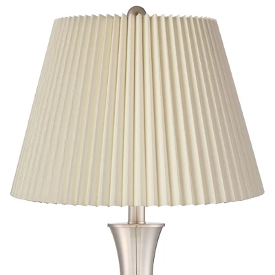 360 Lighting Simon Modern Table Lamps 25 1/2" High Set Of 2 Brushed Nickel With USB Charging Port Ivory Linen Shade For Bedroom Living Room House Desk 1 360 Lighting Simon Modern Table Lamps 25 1/2" High Set Of 2 Brushed Nickel With USB Charging Port Ivory Linen Shade For Bedroom Living Room House Desk