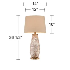 Regency Hill Cottage Table Lamps 26.5" High Set Of 2 Mother Of Pearl Tile Vase Beige Drum Shade For Living Room Family Bedroom Bedside Office -Adesso Sales Store GUEST 4f84a3bf 295b 4713 8e62 4f6a91c056d3