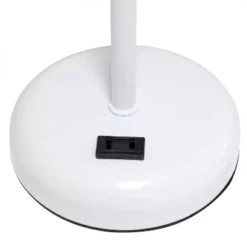 19.5" Bedside Power Outlet Base Metal Table Desk Lamp In White With Gray Fabric Shade - Creekwood Home -Adesso Sales Store GUEST 4fc05de6 dee0 41de a878 1eb4f661a37a