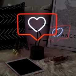 Amped Co 13 X 11 Inches Neon Desk Light Like Sign Symbol, Heart, Red And White -Adesso Sales Store GUEST 4fea0612 88d1 4a0d ab62 e0bf08c1b1c1