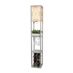 Etagere Organizer Storage Shelf Floor Lamp With Linen Shade Gray - Simple Designs -Adesso Sales Store GUEST 510acfdd 67b9 4e8c bcfe 3657533d32cb
