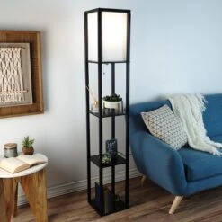 Hastings Home Floor Lamp – Etagere Style Standing Light With 3 Tiers Of Storage Shelving, Black -Adesso Sales Store GUEST 51768fea 4c3b 41e5 adda 49d932b7a0b8