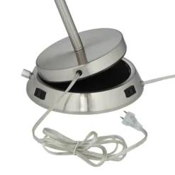 360 Lighting Modern Table Lamp With Dimmable USB And AC Power Outlet Workstation Base 24.5" High Brushed Nickel Droplet White Shade Bedroom Desk -Adesso Sales Store GUEST 523434d5 7226 40c4 a87c e684a313717b