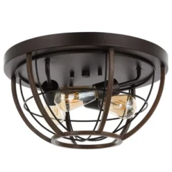 15.75" 3-Light Lyla Rustic Farmhouse Iron LED Flush Mount Wood Finished/Oil Rubbed Bronze - JONATHAN Y -Adesso Sales Store GUEST 5261048e adfa 4f65 9b08 ab6503b40ec1