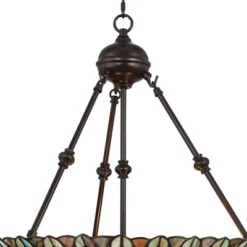 Robert Louis Tiffany Bronze Pendant Chandelier 20" Wide Rustic Peacock Stained Art Glass 3-Light Fixture For Dining Room House Kitchen Island Entryway -Adesso Sales Store GUEST 52ea19db f0d1 4d94 a5d1 0f1f4978b92a