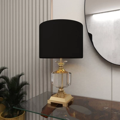 Crystal Table Lamp With Drum Shade Gold - Olivia & May 8 Crystal Table Lamp With Drum Shade Gold - Olivia & May - Image 8