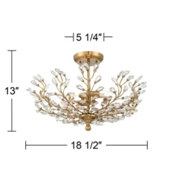 Vienna Full Spectrum Brielle Modern Ceiling Light Semi Flush Mount Fixture 18 1/2" Wide Brass Vine Leaf 4-Light Clear Crystal Glass For Bedroom House -Adesso Sales Store GUEST 537d4b4a 295c 4678 bcc2 5b5d3e0784aa
