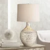 360 Lighting Waylon Modern Table Lamp 28" Tall Textured Mercury Glass Off White Tapered Drum Shade For Bedroom Living Room Bedside Nightstand Office