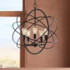 Franklin Iron Works Ellery Bronze Orb Foyer Pendant Chandelier 24 3/4" Wide Modern 5-Light LED Fixture For Dining Room House Kitchen Island Entryway