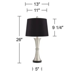 360 Lighting Seymore Modern Table Lamps 26" High Set Of 2 Silver With USB Charging Port LED Touch On Off Black Faux Silk Drum Shade For Bedroom Desk 11 360 Lighting Seymore Modern Table Lamps 26" High Set Of 2 Silver With USB Charging Port LED Touch On Off Black Faux Silk Drum Shade For Bedroom Desk -Adesso Sales Store GUEST 55412ef0 d3d6 4b5d 8249 88398273a629