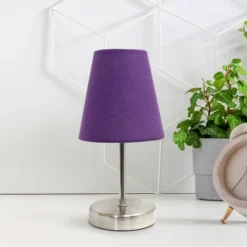 10.5" Petite Metal Stick Bedside Table Desk Lamp In Sand Nickel With Fabric Shade Purple - Creekwood Home 9 10.5" Petite Metal Stick Bedside Table Desk Lamp In Sand Nickel With Fabric Shade Purple - Creekwood Home -Adesso Sales Store GUEST 559bae34 39f6 4929 9c6d 81e10c37aa1c