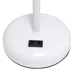 19.5" Bedside Power Outlet Base Metal Table Desk Lamp In White Fabric Shade - Creekwood Home -Adesso Sales Store GUEST 55e76455 5f76 4114 b613 3d65b122caa6