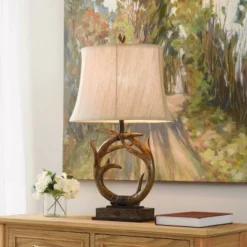 Dalton Brown Antler Table Lamp With Beige Hardback Fabric Shade - StyleCraft -Adesso Sales Store GUEST 562032a4 e52e 4d65 ad4e 077bef53b499