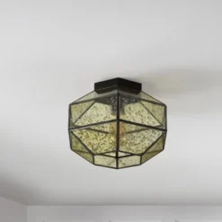 12.5" 1-Light Evelyn Vintage Farmhouse Iron/Glass LED Flush Mount Oil Rubbed Bronze - JONATHAN Y -Adesso Sales Store GUEST 562e148f da5a 422c a319 4a68e70d3a54