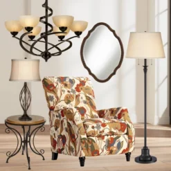 360 Lighting Spenser Rustic Farmhouse Floor Lamp 58" Tall Oiled Bronze Metal Off White Linen Empire Shade For Living Room Bedroom Office House Home -Adesso Sales Store GUEST 57031630 fc96 462d 85dc b743edcb803c