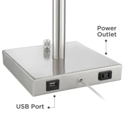 360 Lighting Andre Modern Table Lamps Set Of 2 With Square Risers 28 1/4" Tall Silver Metal USB And AC Power Outlet In Base White Drum Shade For Desk -Adesso Sales Store GUEST 57bc90ae 4754 452e 8252 1c0994a43377