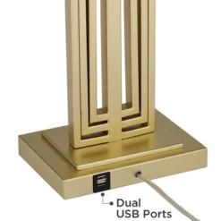 360 Lighting Sonia Modern Table Lamps 29 1/2" Tall Set Of 2 Gold Metal With Dual USB Charging Ports White Rectangular Shade For Bedroom Living Room -Adesso Sales Store GUEST 582ebbf0 d7d9 45ad 98a8 c6c35783ae83