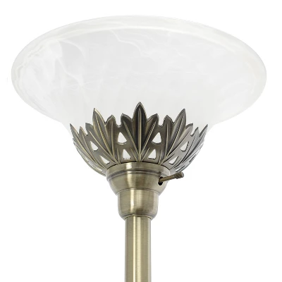 3 Light Floor Lamp With Scalloped Glass Shade Antique Brass - Elegant Designs 5 3 Light Floor Lamp With Scalloped Glass Shade Antique Brass - Elegant Designs - Image 5