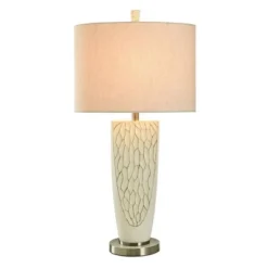 Bouleau Rustic Table Lamp Brown Cream Crackle Finish - StyleCraft