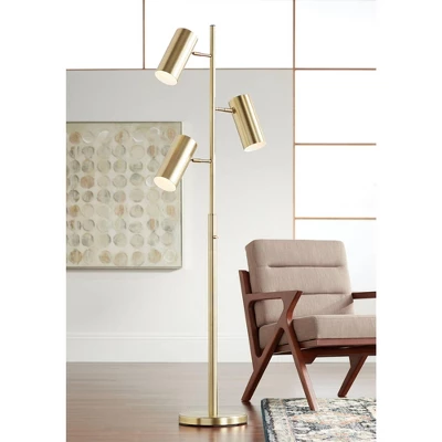 Possini Euro Design Canasta Trac Modern Tree Floor Lamp 67" Tall Satin Brass 3-Light Adjustable Metal Shade For Living Room Reading Bedroom Office 1 Possini Euro Design Canasta Trac Modern Tree Floor Lamp 67" Tall Satin Brass 3-Light Adjustable Metal Shade For Living Room Reading Bedroom Office
