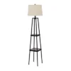 58" Etagere Floor Lamp With Shelves/Beige Linen Shade Black - Cresswell Lighting