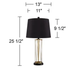 360 Lighting Nathan Modern Table Lamps 25 1/2" High Set Of 2 Gold Metal With USB Charging Ports Black Drum Shade For Bedroom Living Room Home Desk -Adesso Sales Store GUEST 59752d0d bf32 4826 a355 86c1db367ead